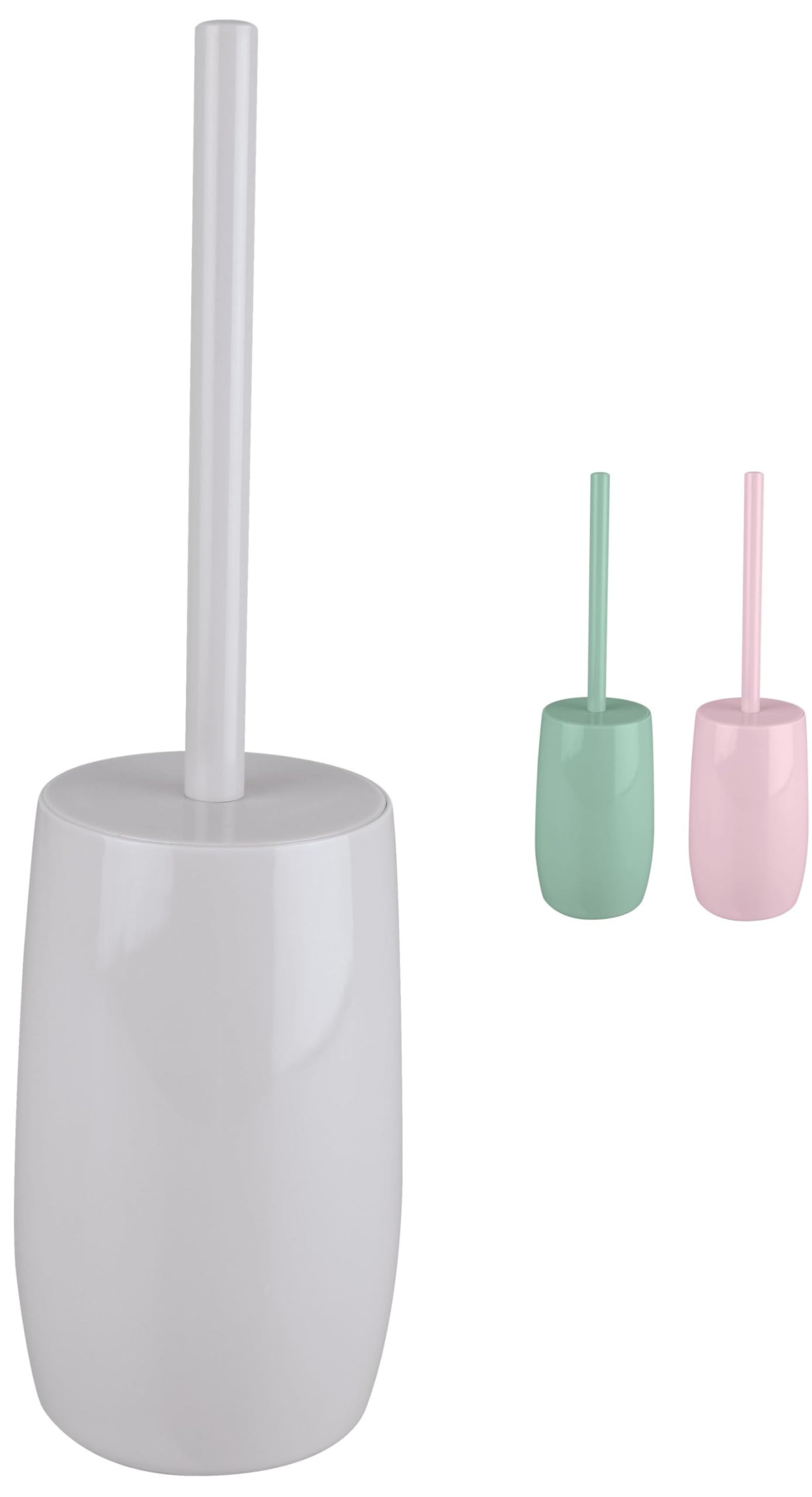 KW Luxury Plastic Toilet Brush and Holder (Enclosed Light Grey)