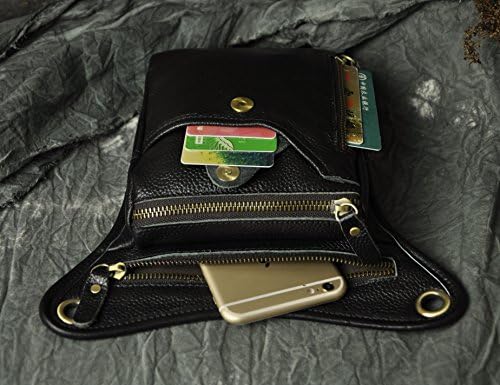 Le'aokuu Mens Genuine Leather Messenger Shoulder Bag Waist Bag Pack Drop Leg Bag Motorcycle 833