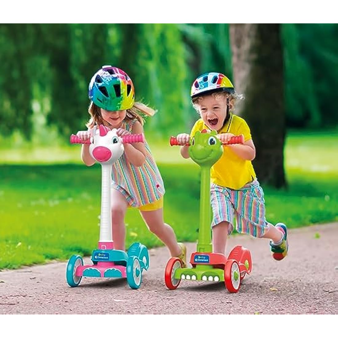 Clementoni- Dragon Push 3-Wheeled Scooter for Toddlers:Fun & Safe First Scooter(2+ Years)