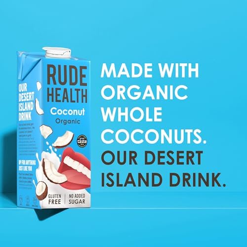 Rude Health 6 x 1 Litre Organic Coconut Dairy-Alt Milk, 100% Natural Organic Drink, Lactose Free, Dairy Free & Gluten-Free, No Added Sugar, Award-Winning, Healthy & Vegan, 100% Recyclable Packaging
