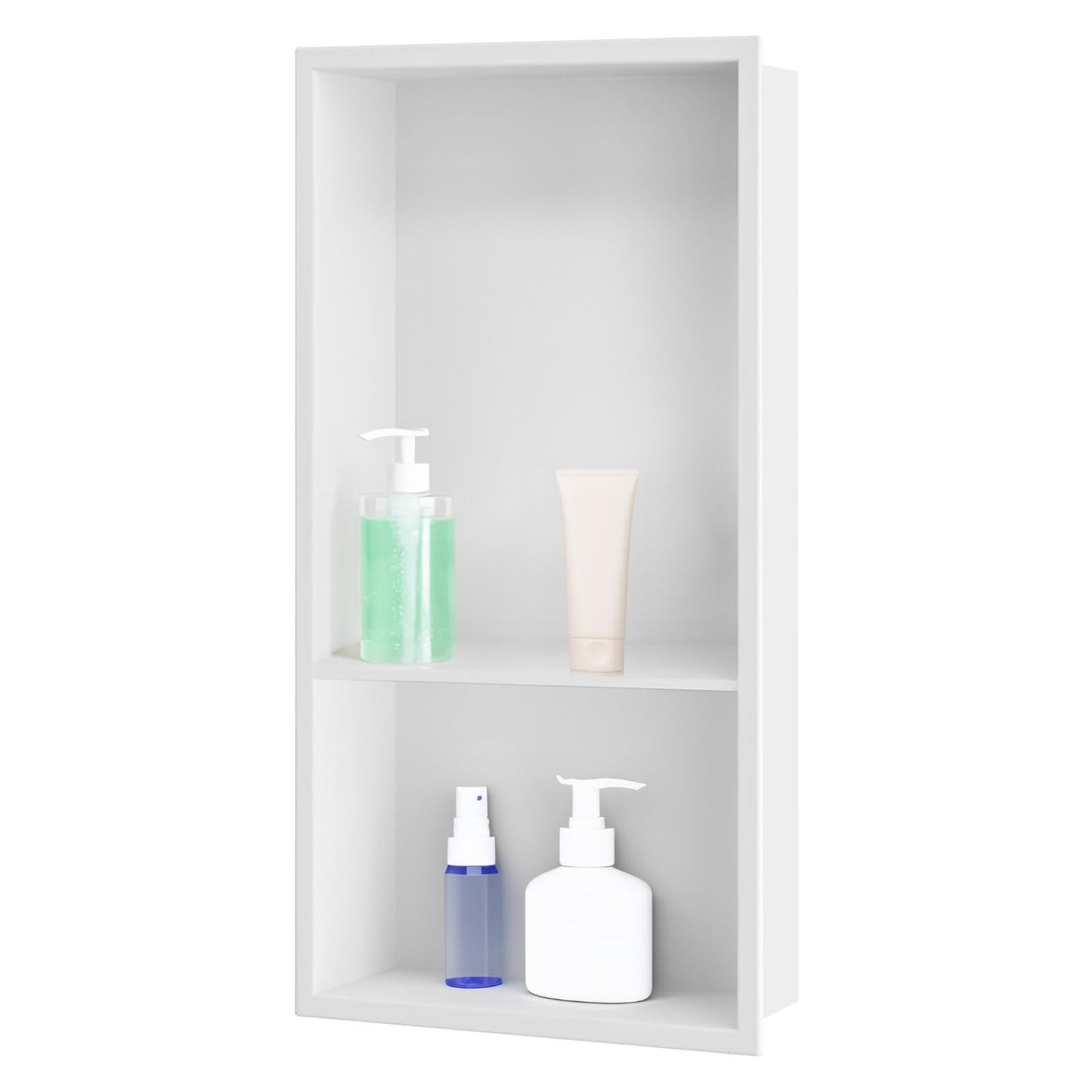 sunrik Shower Niche, Embedded Shower Niche Stainless Steel, Shower Niche with Shelf 30?60?10cm?20/40cm?, Matte white