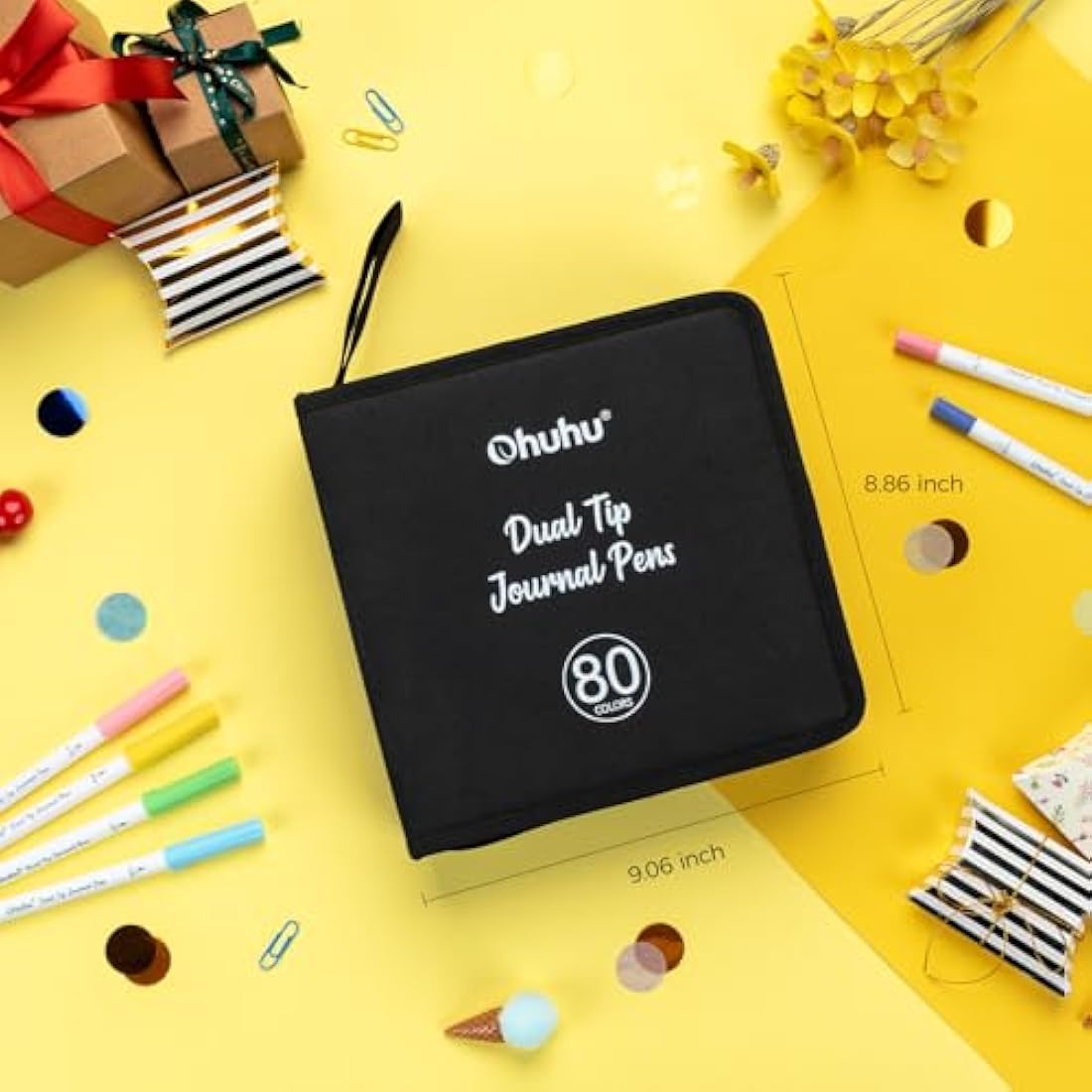 Ohuhu 80 Colours Dual Tip Brush & Fineliner Art Markers - Premium Journaling Pens for Bullet Journals, Calligraphy & Lettering - Water-Based Colouring Markers for Adults, Card Making & Art Projects