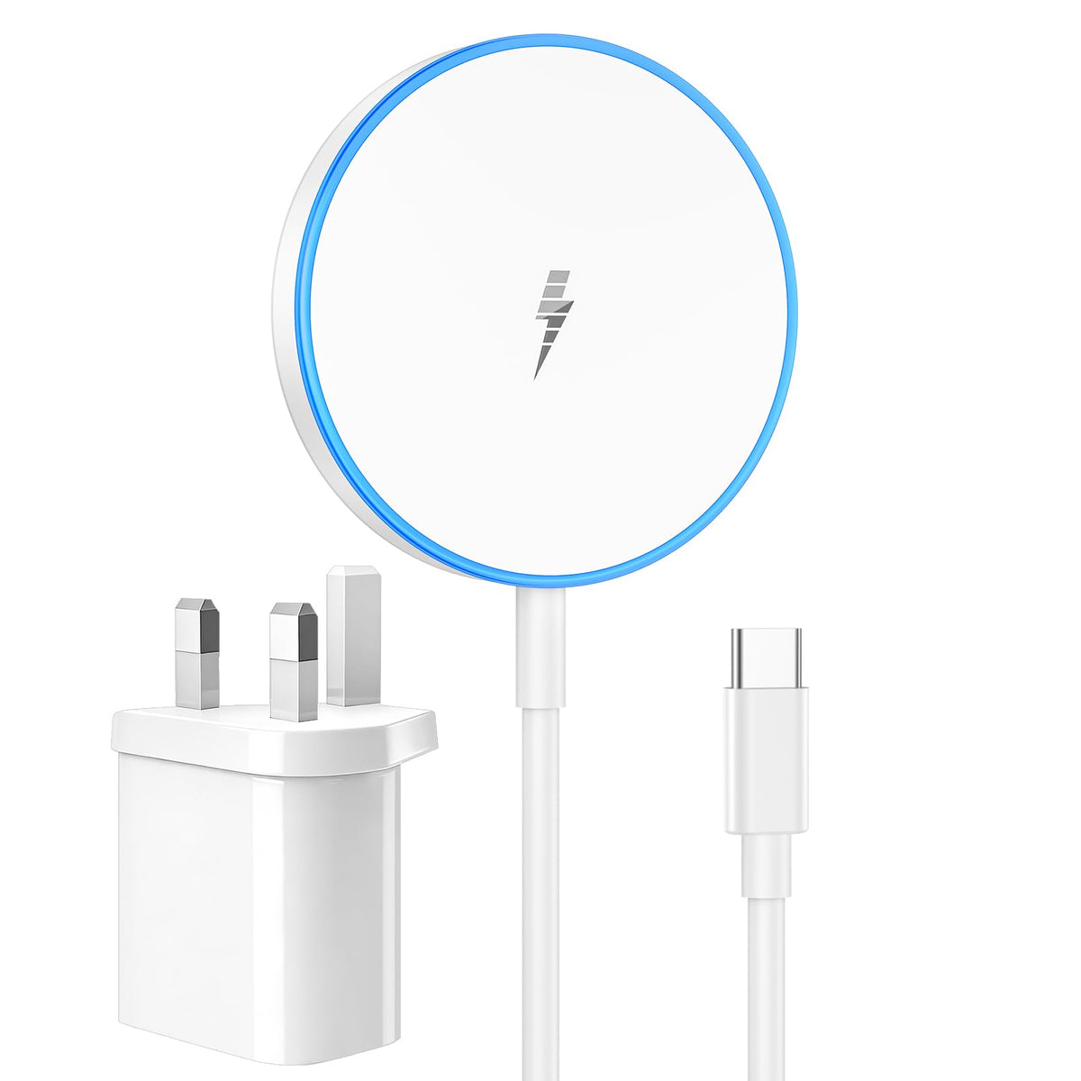 Magnetic Wireless Charger with 20W Fast Adapter, Mag-Safe Charger for iPhone 17/16/15/14/13/12 series, AirPods 4/3/2/Pro, Wireless charger with LED,