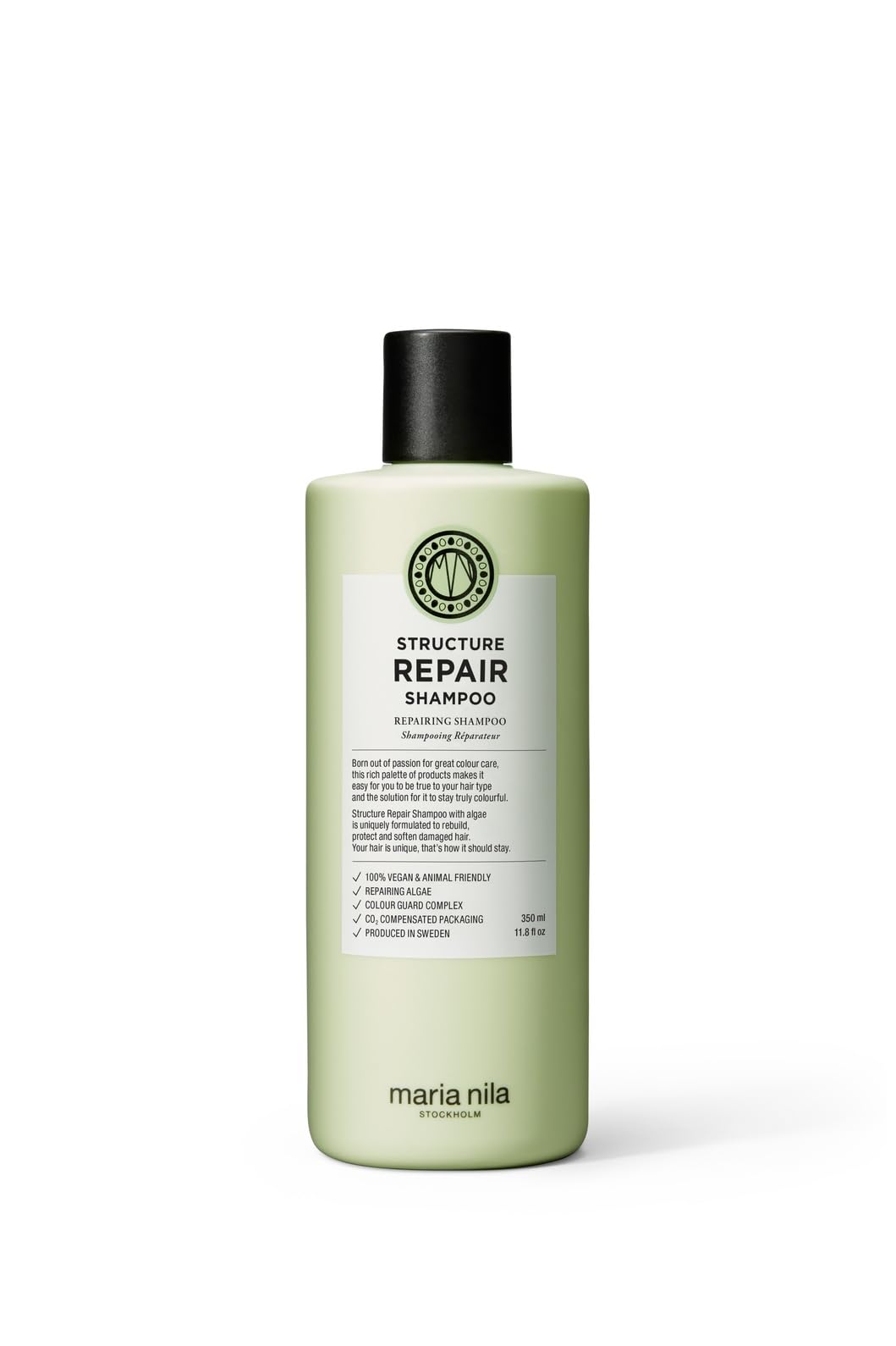 Maria Nila Structure Repair, Shampoo 350 ml, For Damaged & Chemically Treated Hair, Algae Extract Rebuilds & Moisturizes, 100% Vegan & Sulfate/Paraben