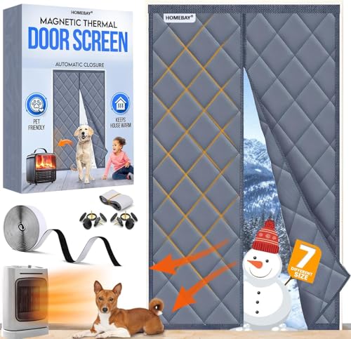 Homebay? Magnetic Thermal Insulated Door Curtain for Winter | 85 x 200cm | Thickened Oxford Fabric Doorway Curtain Screen Door Cover Insulation Draft