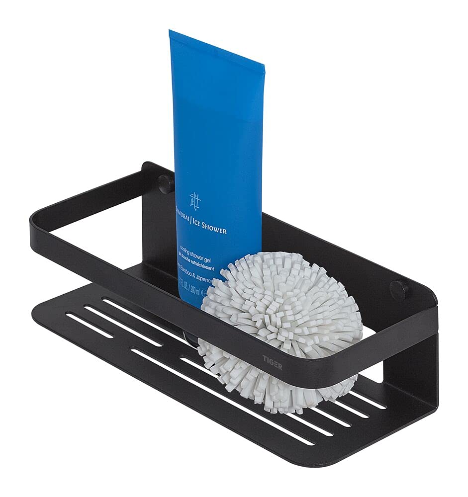 Tiger Caddy Shower Basket Small, Stainless Steel, Black, 24 x 70 x 10.6 cm
