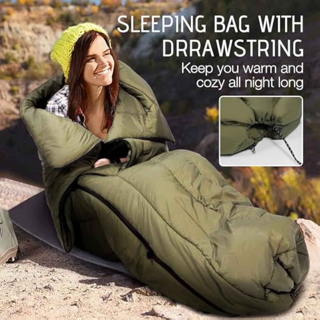 REDCAMP Wearable Camping Blanket Lightweight, Multifunctional Warm Travel Quilt Waterproof, Compact Wearable Poncho with Detachable Hood for Camping, Hiking (Army Green)