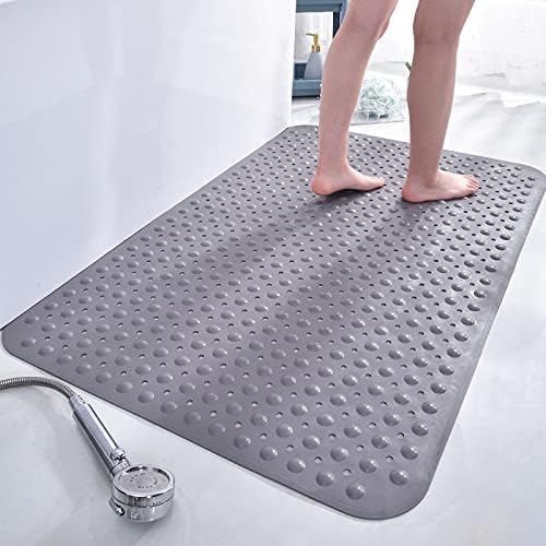 Stafeny Non-Slip Shower Mat for Inside the Non-Slip Anti-Mould Rubber Shower Mat (Grey, 90 x 60 cm (Rectangular))