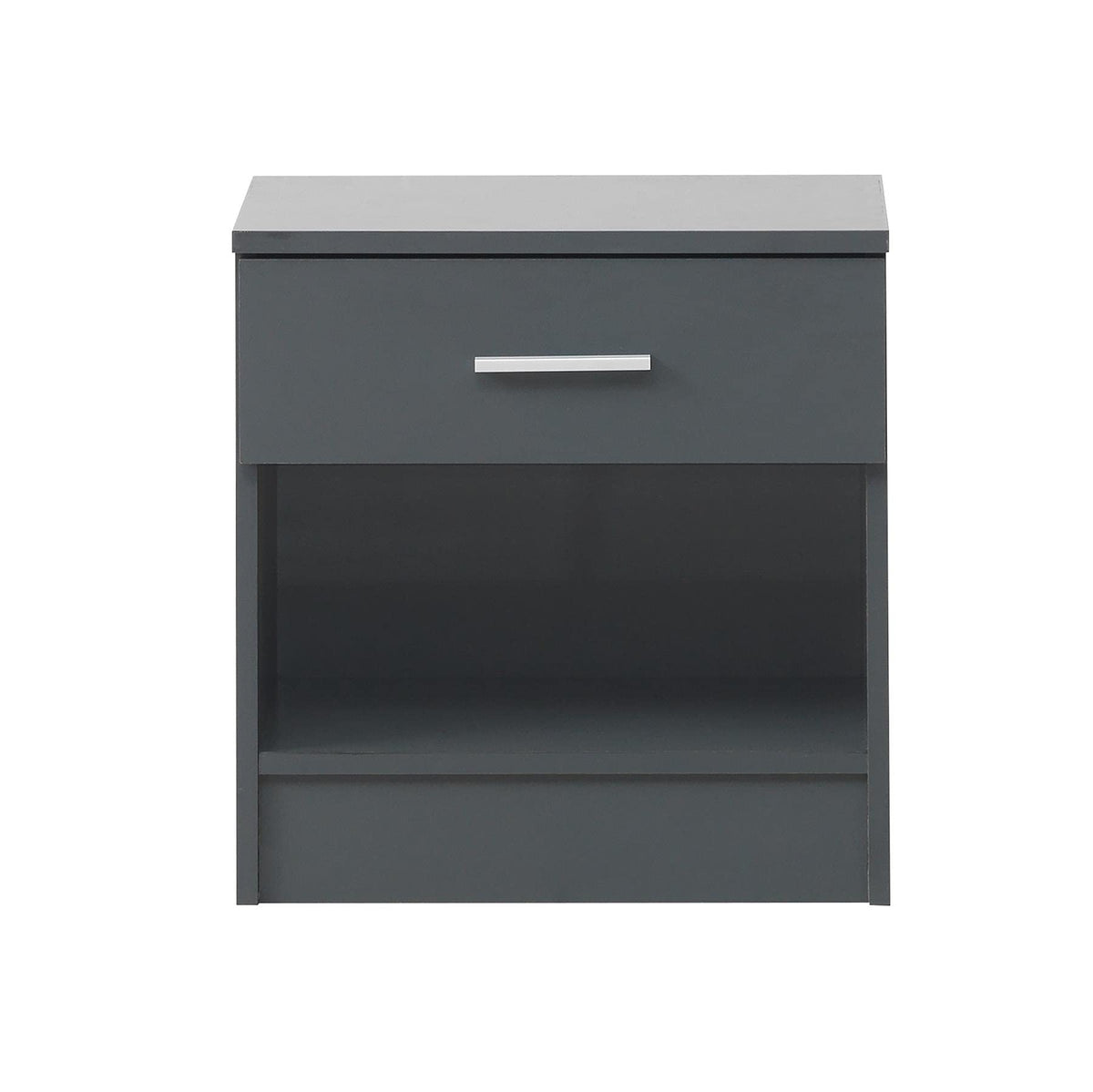 Timber Art Design UK Rio Costa Bedside Cabinet Home Office Bedroom Furniture Aesthetic Nightstand Table 1 Drawer with Metal Handle, Dark Grey