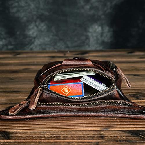 Le'aokuu Mens Genuine Leather Messenger Shoulder Bag Waist Bag Pack Drop Leg Bag Motorcycle 833