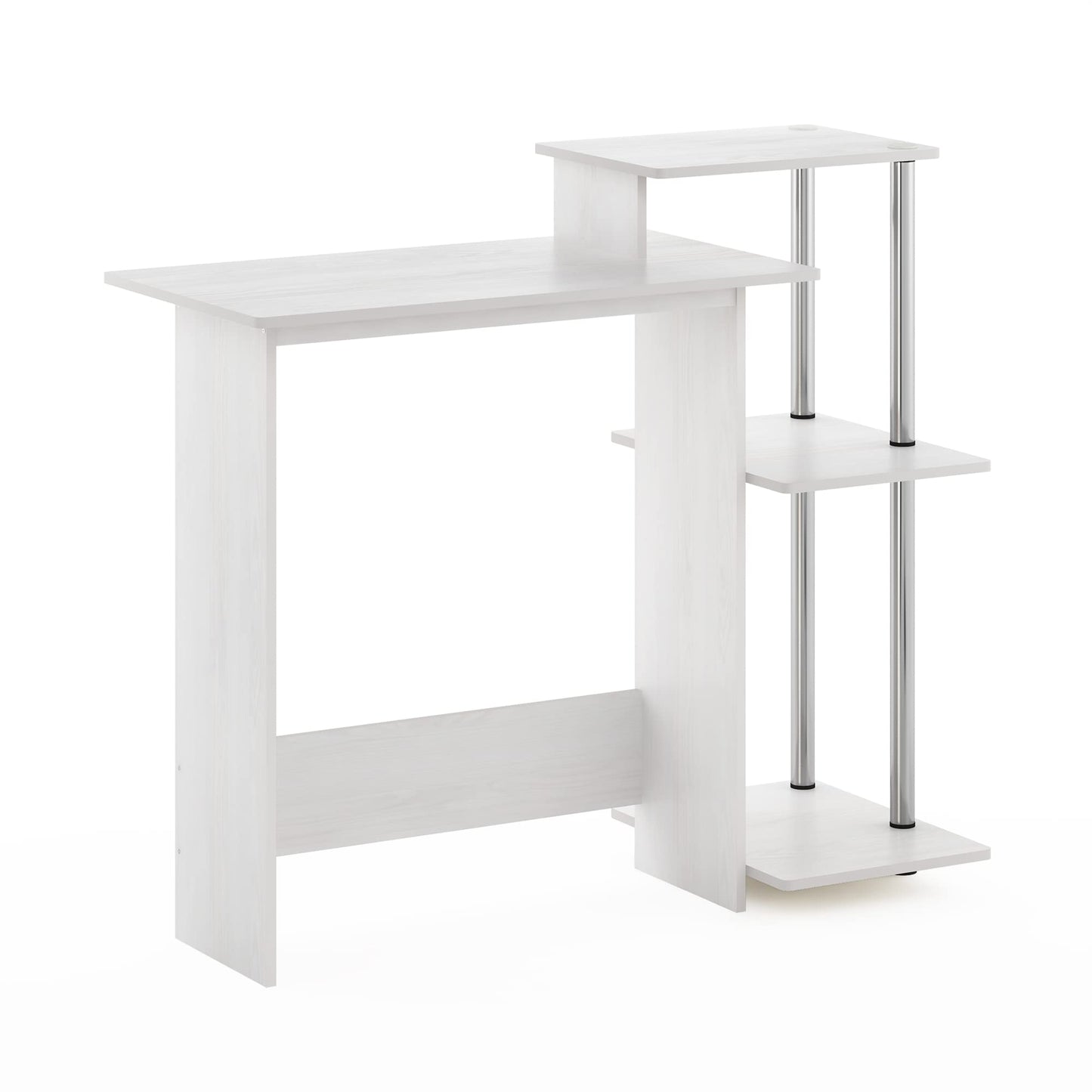 Furinno Efficient Home Laptop Notebook Computer Desk, Study Desk, Writing Desk, White Oak/Stainless Steel