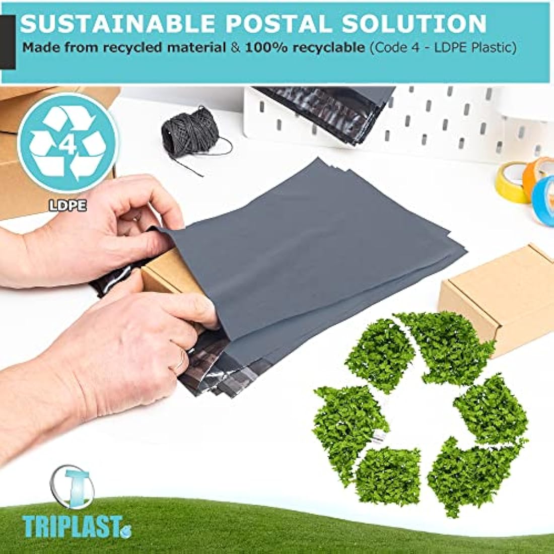 Triplast 17 x 24 (425x600mm) Parcel Postage Mailing Bags (Pack of 50) - Large Self Seal Poly Plastic Mail Bags for Packaging and Shipping