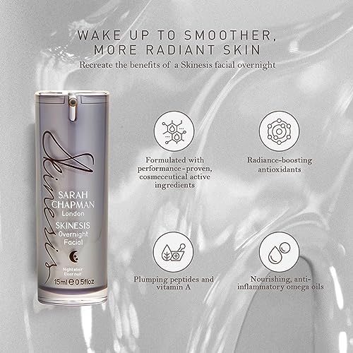 Sarah Chapman Skinesis Overnight Facial Elixir Face Oil, 15ml – Re-Plumps Skin, Softens Lines, with Vitamins A & C to Rejuvenate & Brighten