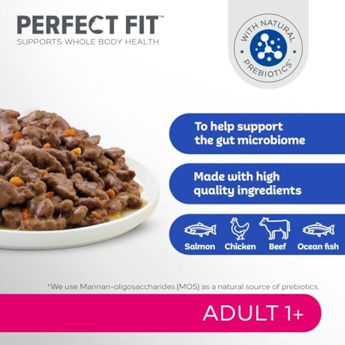 Perfect Fit 1+ Adult Mixed Selection in Sauce 48 Pouches, Complete Premium Wet Cat Food, Pack of 4 (12 x 85 g)