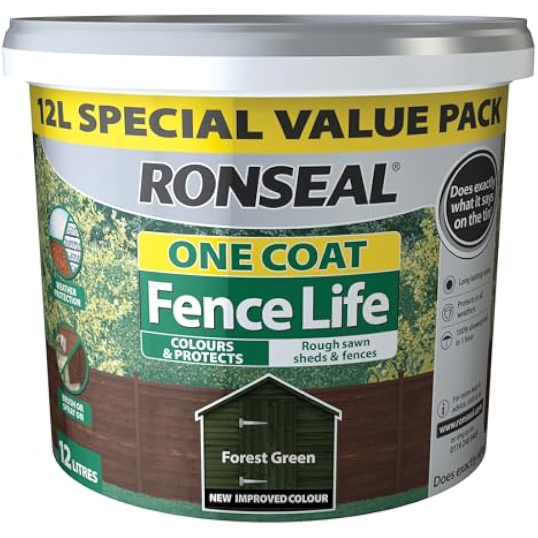Ronseal One Coat Fence Life Forest Green 12L