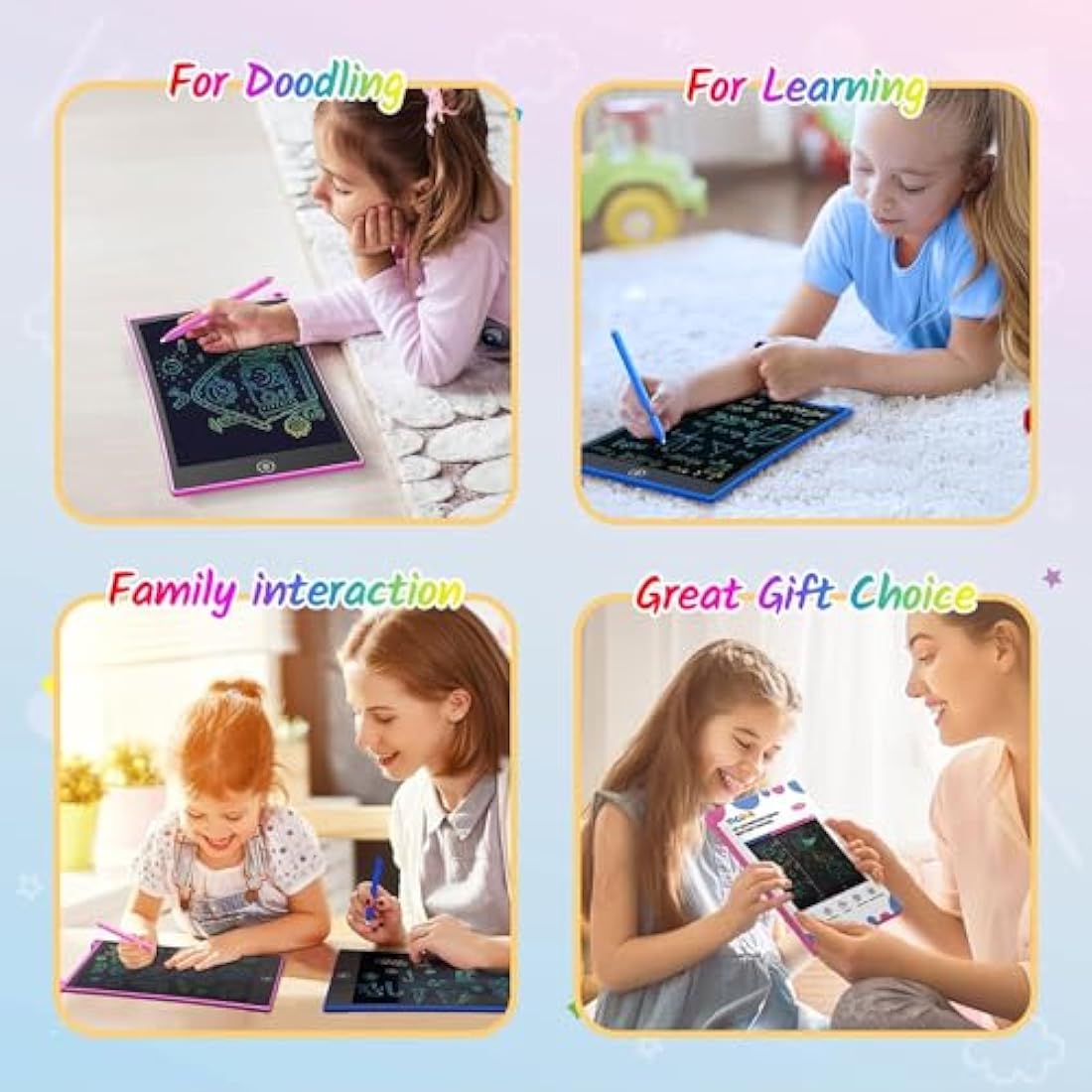 TECJOE 2 Pack LCD Writing Tablet, 10 Inch Colorful Doodle Board for Kids, Electronic Drawing Tablet Drawing Pads,Kids Travel Games Activity for Learning,Gifts for 3–6-Year-Old (Dark Blue and Magenta)