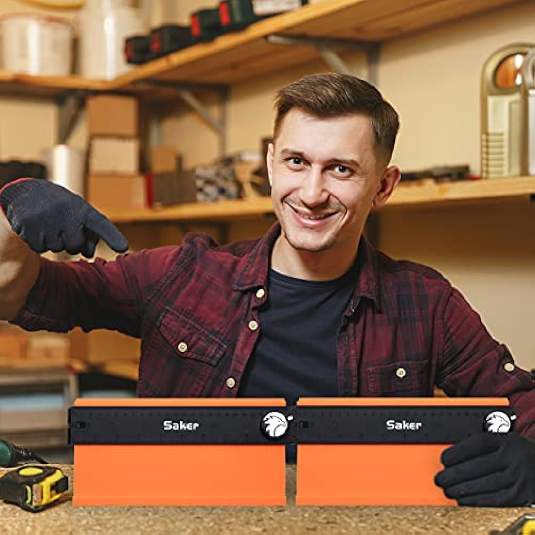 Saker Connectable Contour Gauge Profile Gauge with Lock 10 inch/25cm - Must Have Tool for DIY Handyman Woodworking