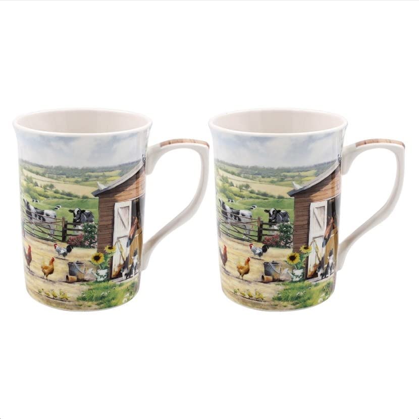 The Leonardo Collection Macneil Farmhouse Mugs (Set of 2), Fine China, Boxed