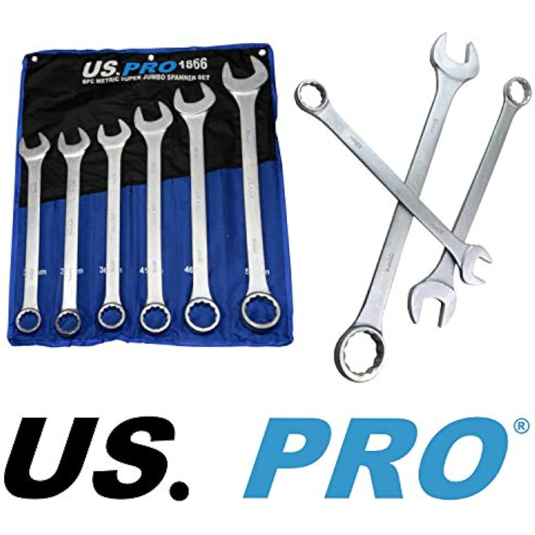 US PRO 6 Piece Super Jumbo Combination Spanner Set Wrench 33-50mm B1866