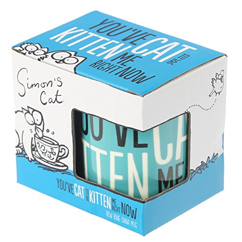 Puckator Simon's Cat Mug in Fine China - Blue, White, Black, 12 x 8.5 x 9.5 cm