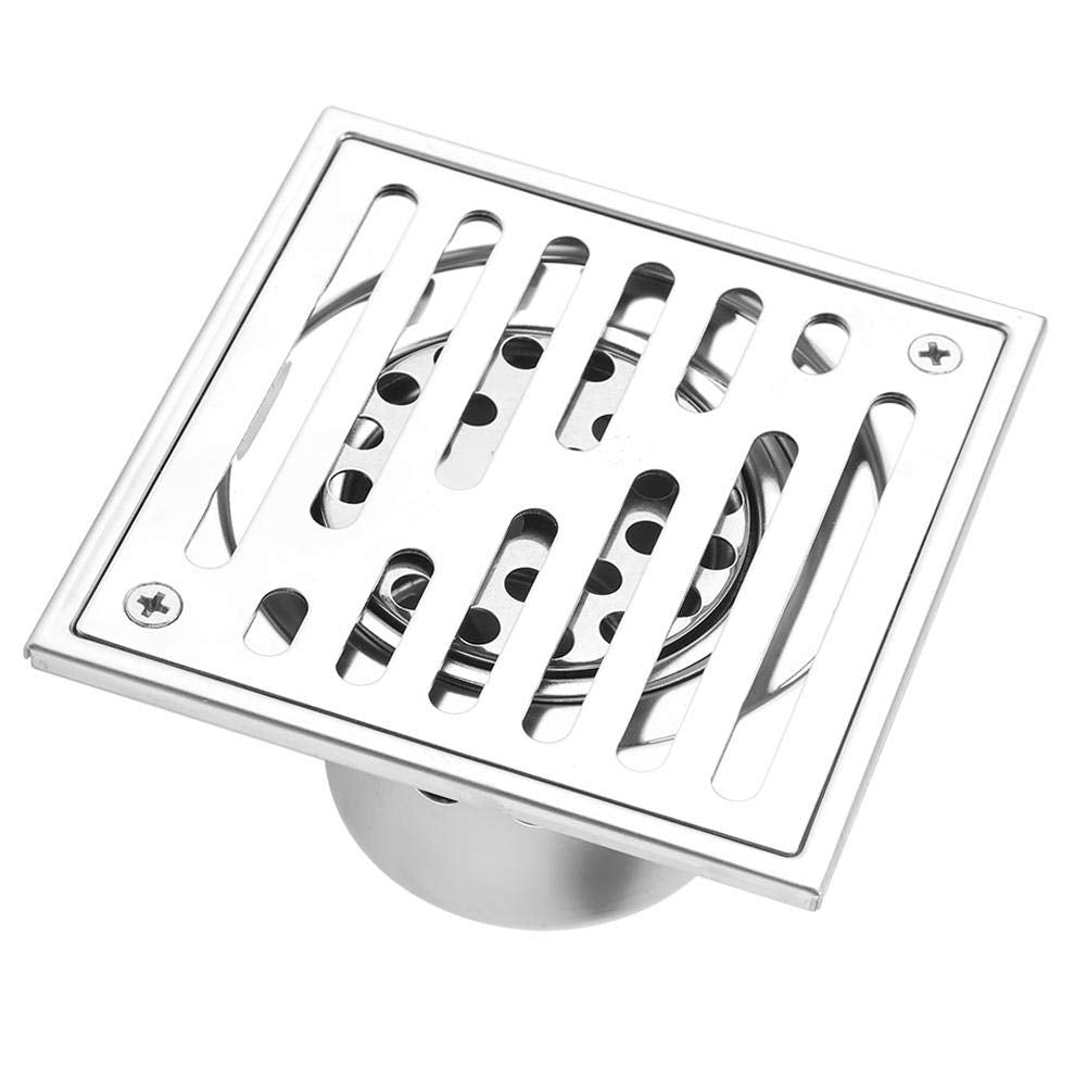 Floor Drain Stainless Steel Square Anti-odor Bathroom Waste Gate Shower Drainer with Large Caliber (110 * 110mm)