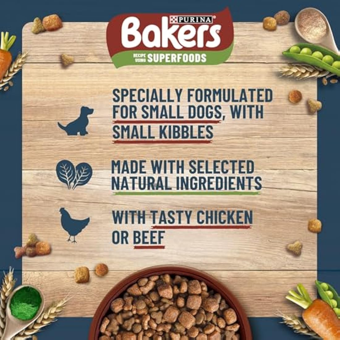 Bakers Small Dry Dog Food Beef & Veg, 1.1kg
