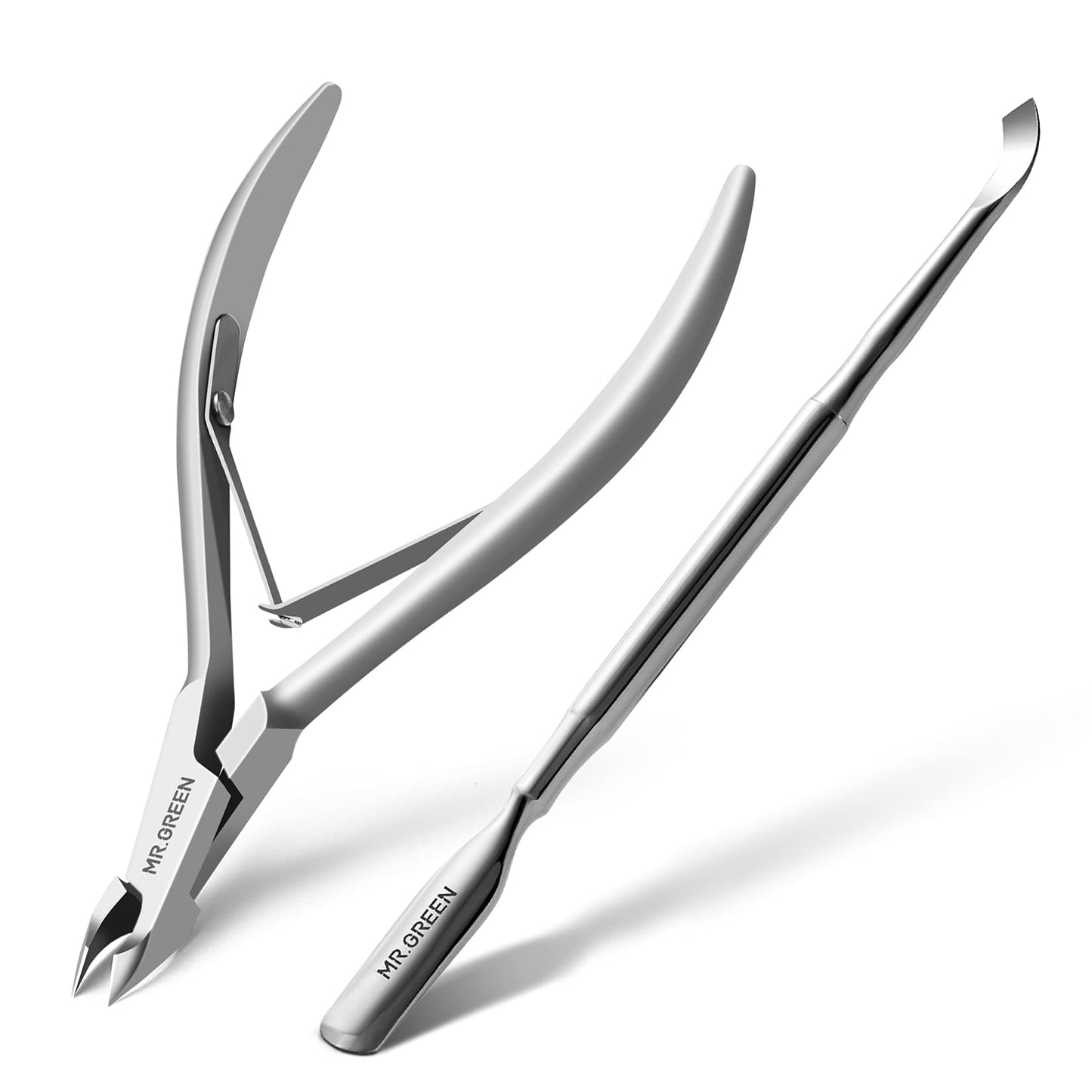 MR.GREEN Cuticle Nippers Nail Manicure Scissors Cuticle Clippers Trimmer Dead Skin Remover Stainless Steel Cutters Beauty Tool with Pusher