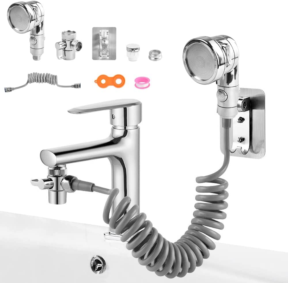 KARBAG Basin Handheld Shower Kit, Sink Faucet Hose Sprayer Attachment with 3-Mode Shower Head & 1.5m Flexible Hose Handheld Sink Sprayer for Kitchen