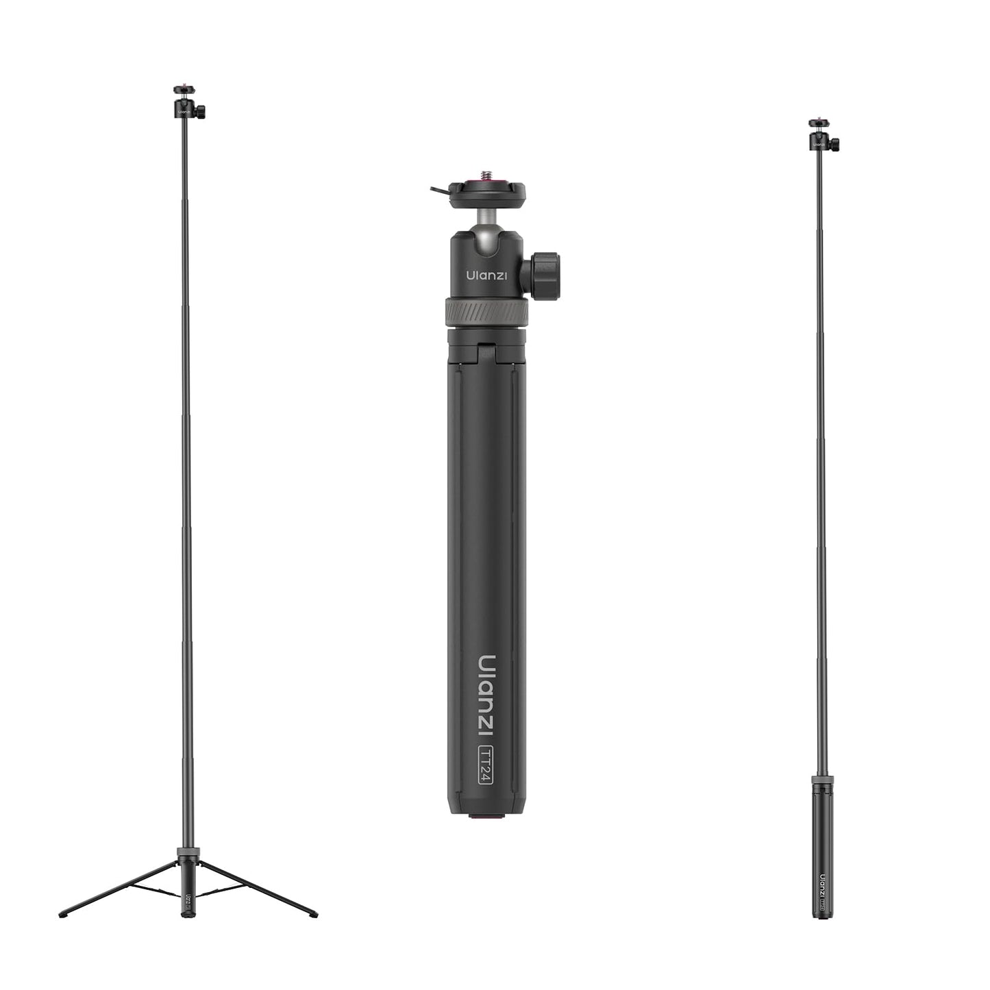 Ulanzi TT24 Selfie Stick Tripod, Cka Quick Release Action Camera Tripod for DJI Pocket 3/DJI Osmo Action 5 4, Camera Tripod for Go Pro/Insta360