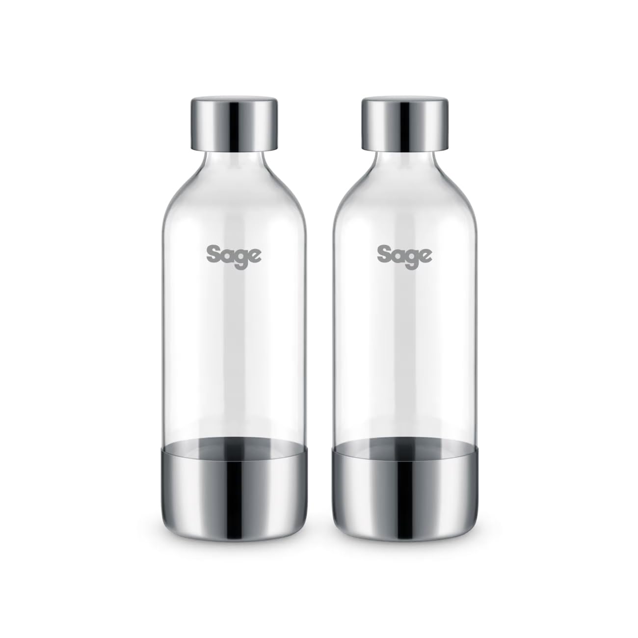 Sage - The InFizz Bottles 1L, Compatible with The InFizz Fusion Home Soda Maker - 2 Pack, Brushed Stainless Steel