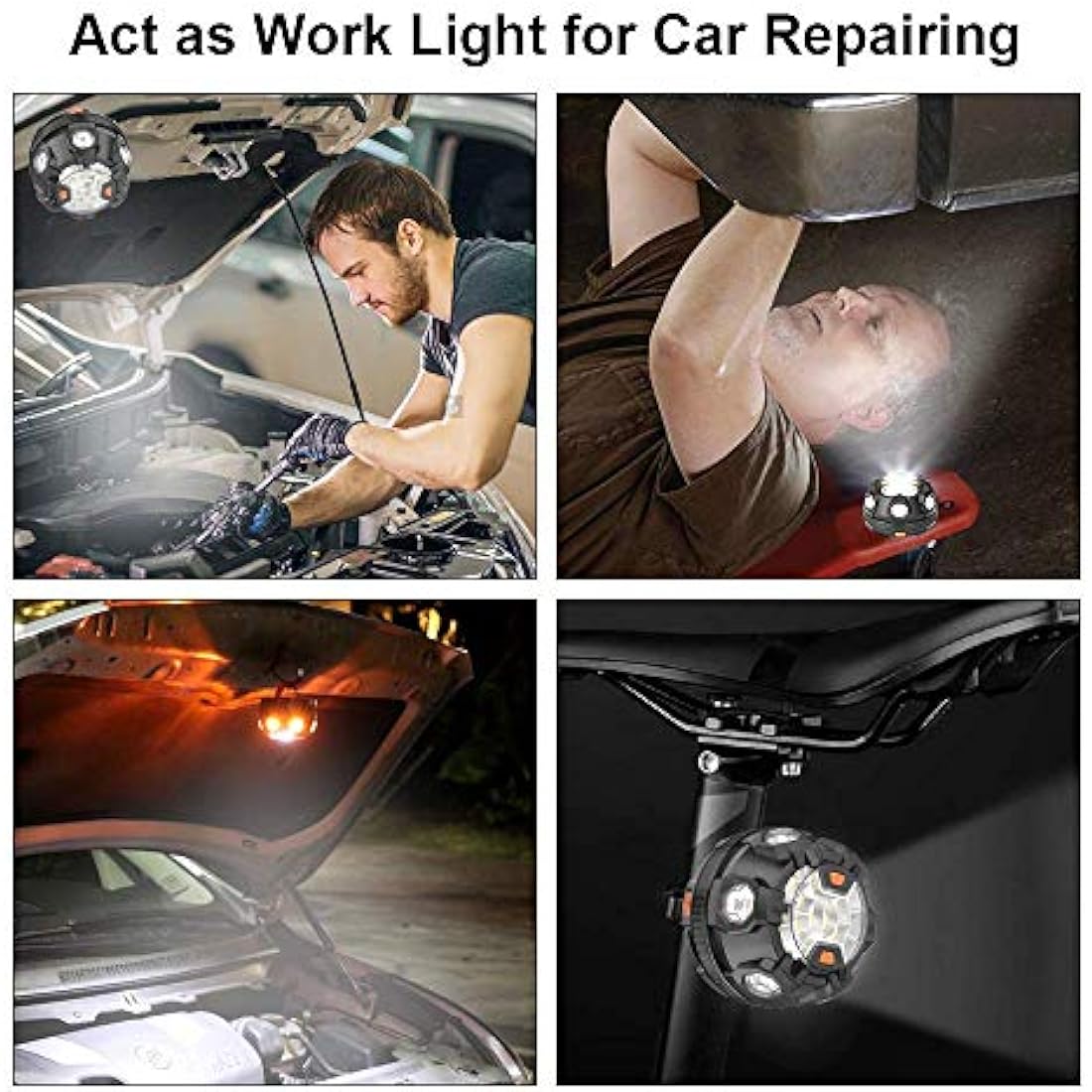 Car LED light Road Flares, Vehicle Emergency Breakdown Kit, with 8 Amber Flashing modes,Warning Signal beacon disc for safety with 1.5km 360 degree visibility plus magnetic base and hook attachment