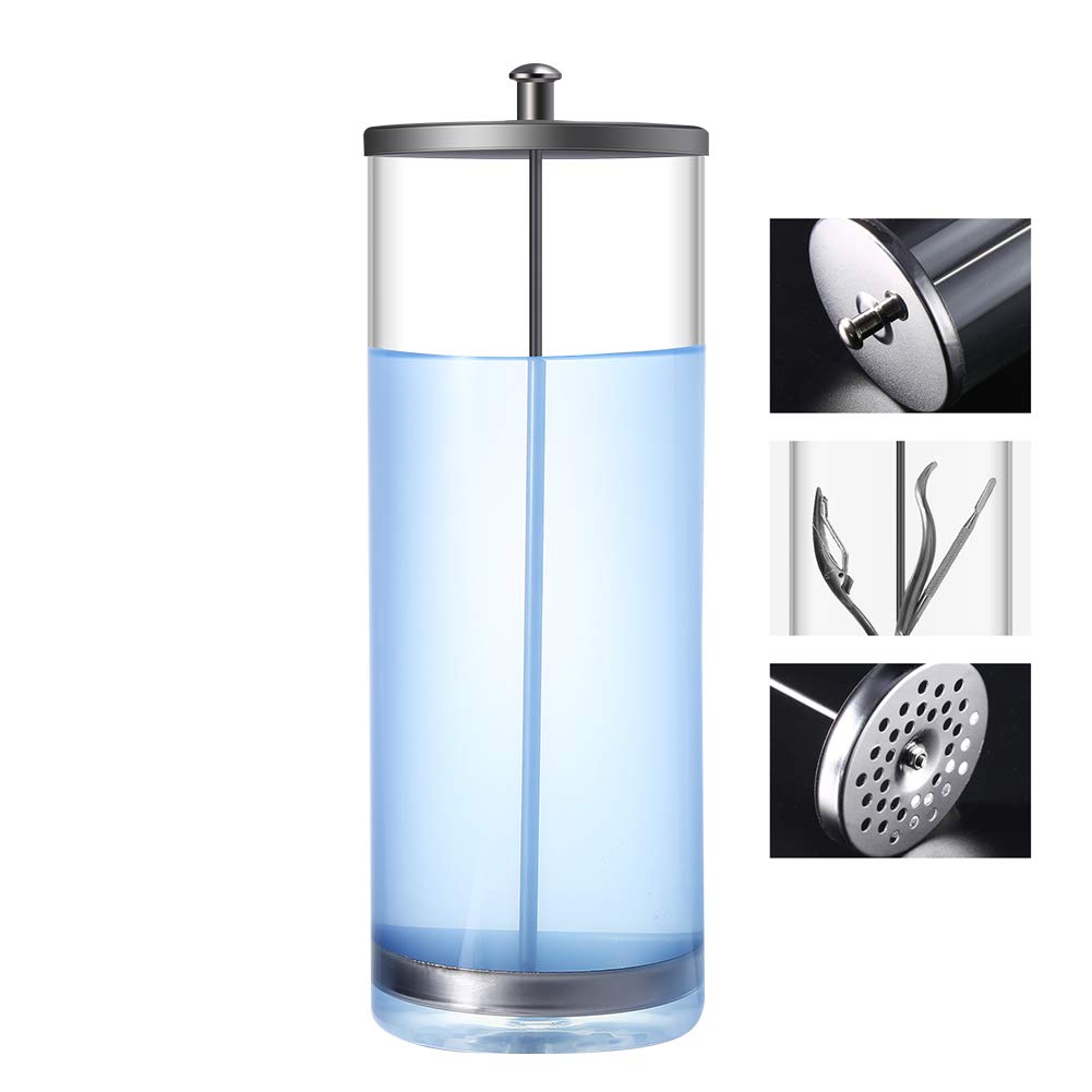 School Season Disinfection Jar, Professional Sterilization Glass Container Sanitizer Scissor Tweezers Disinfecting Jar Manicure Tools for Beauty SPA