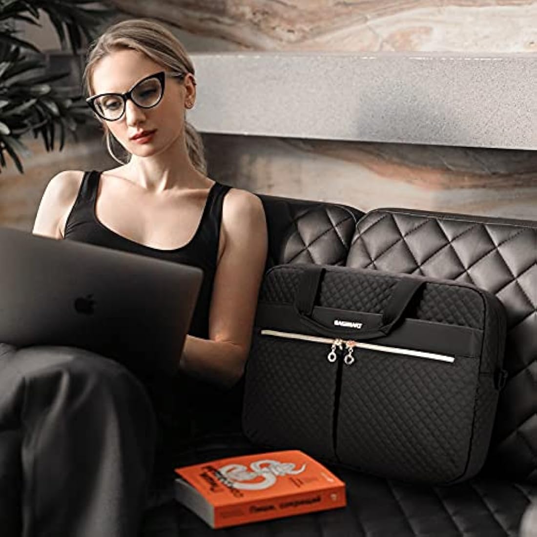 bagsmart Laptop Bag, 17.3 Inch Briefcase for Women Large Laptop Case Computer Bag Office Travel Business (17.3 inch-Black)