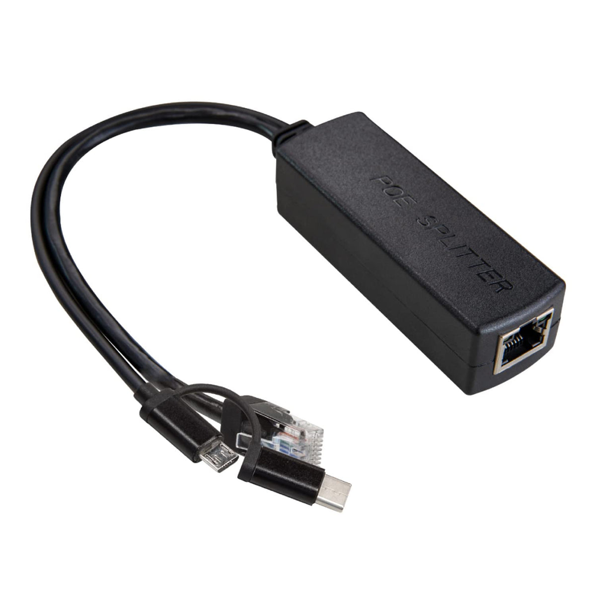 UCTRONICS Gigabit PoE Splitter 5V 3A, 2-in-1 PoE to USB C/Micro USB Adapter, IEEE 802.3af/at Compliant 10/100/1000Mbps for Raspberry Pi 3/4