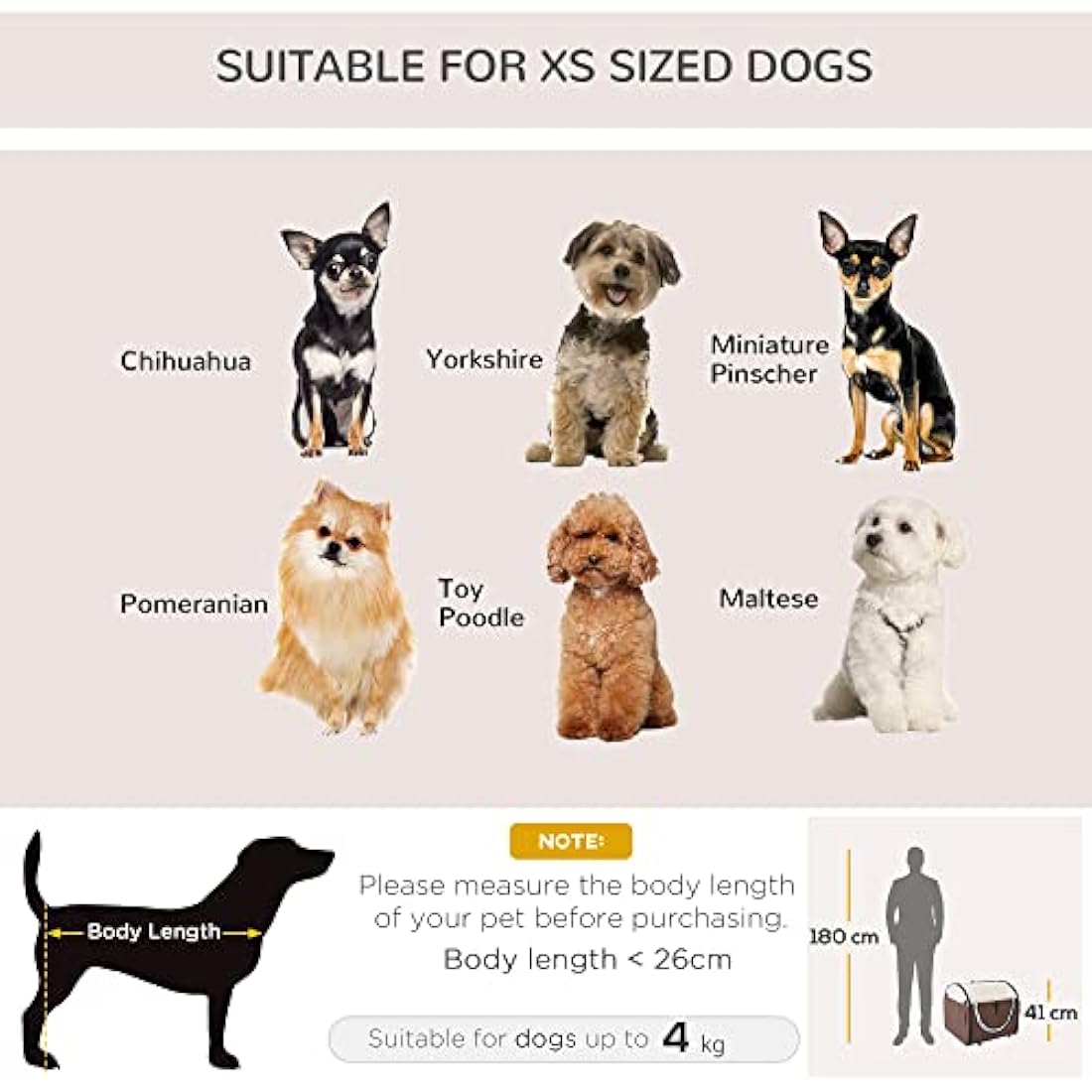 Pawhut Folding Fabric Soft Pet Crate Dog Cat Travel Carrier Cage Kennel House Brown 46L x 36W x 41H cm
