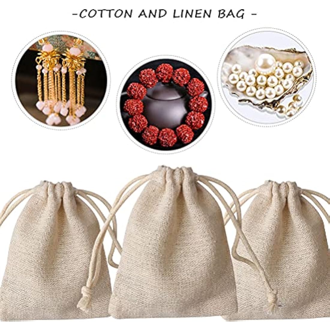 nuoshen 30 Pcs Hessian Bags, 8 X 10 CM Burlap Bags Cotton Drawstring Bag Hessian Fabric Small Drawstring Bag Gift Bag for Jewelry Wedding Christmas Party and DIY Craft