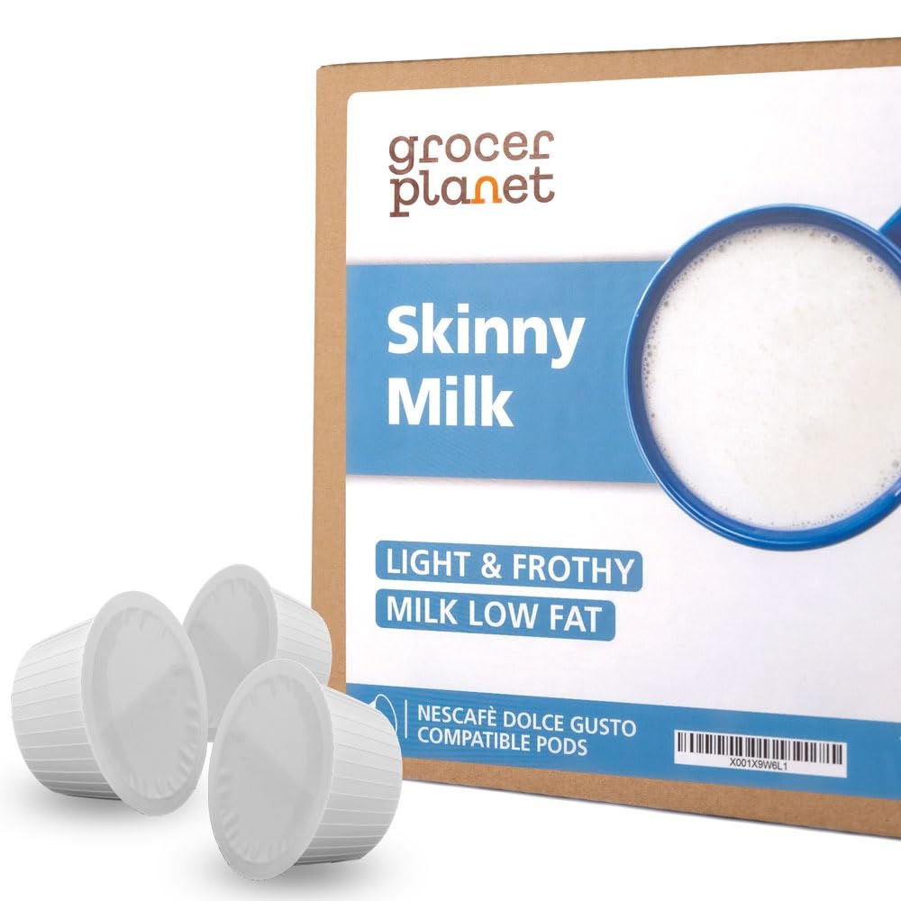 Grocer Planet - Skinny Milk Pods - 80 Pods compatible with Dolce Gusto Machines (No Sugar Added, 80 Capsules, 80 Servings)