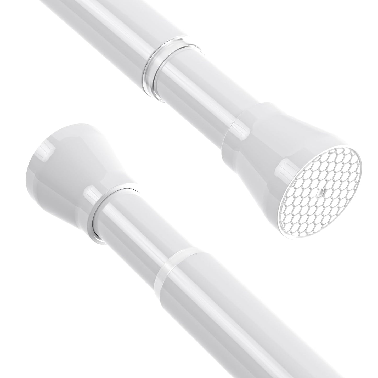Shower Curtain Pole 115-195cm 1Pcs Tension Rods for Curtains Non-Slip White Extendable Curtain Poles No Drilling Shower Curtain Rail Non-Rust for