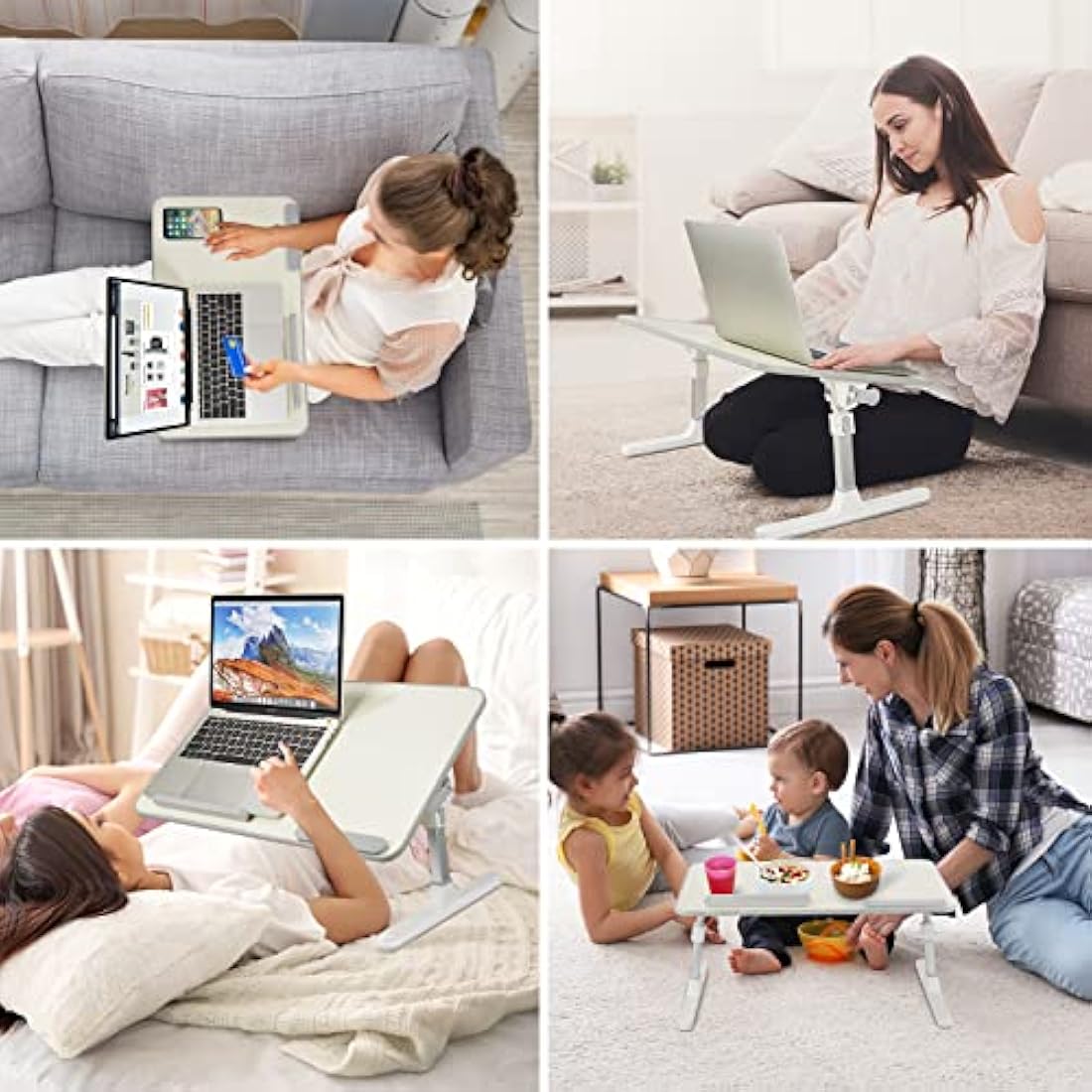 Autumndeer Laptop Stand Computer Desk, Adjustable Foldable Laptop Table for Sofa/Bed/Floor Use, Bed Desk, Ergonomic Height & Angle Tilt for Working, Rotating Stand for MacBook/Notebooks