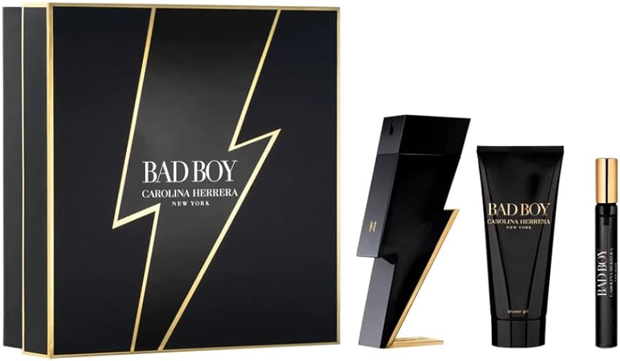 Carolina Herrera Bad Boy Gift Set 100ml EDT + 100ml Shower Gel + 10ml EDT Men's Fragrance