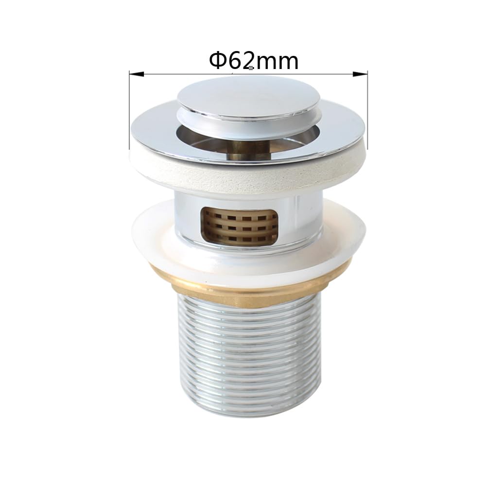 WaiiHO 021 Basin Drainer with Overflow, Brass, Chrome Finish, with Drain Basket, G1 1/4
