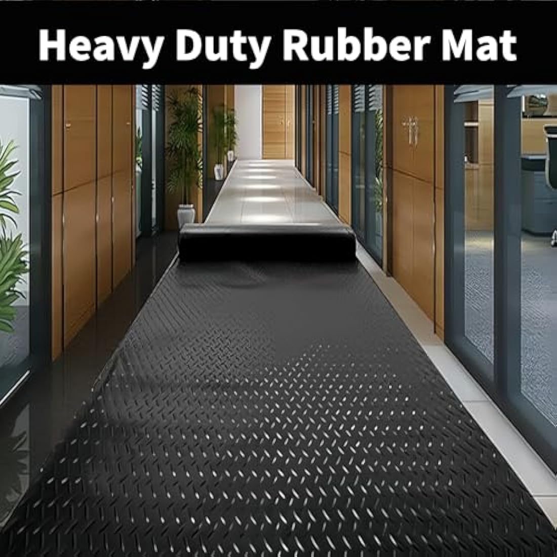 ybaymy Garage Floor Mats, 1 X 5m Waterproof Garage Flooring Matting, Heavy Duty Anti Slip Rubber Mat, Commercial Rubber Matting Roll for Workbench, Kitchen, Gym, Shed Flooring, Van Flooring