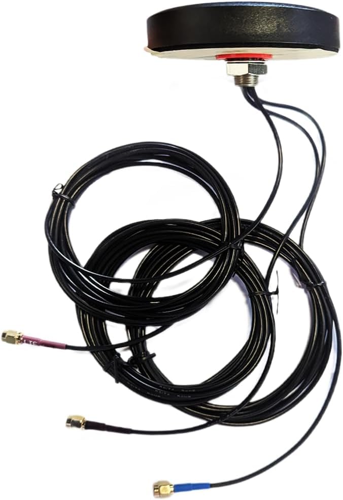 Cellular GSM 3G 4G LTE Antenna 2X2 MIMO, Screw Mount cirucular Shape 700-2700MHz SMA Male Main and AUX Outdoor,low gain 2dBi not for speed competition