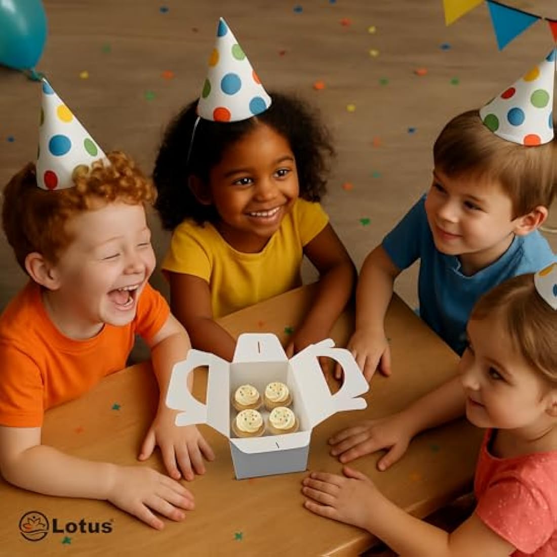 Lotus 50-Pack Kids’ Party Favor Boxes – Stylish White Treat Containers for Birthdays, Halloween & Fun Celebrations | Perfect for Loot Boxes and Party Favors | Elegant Option for Any Occasion (White)