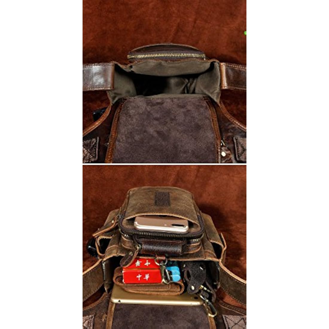 Le'aokuu Mens Genuine Leather Messenger Riding Hip Bum Waist Pack Drop Leg Cross Over Thigh Bag