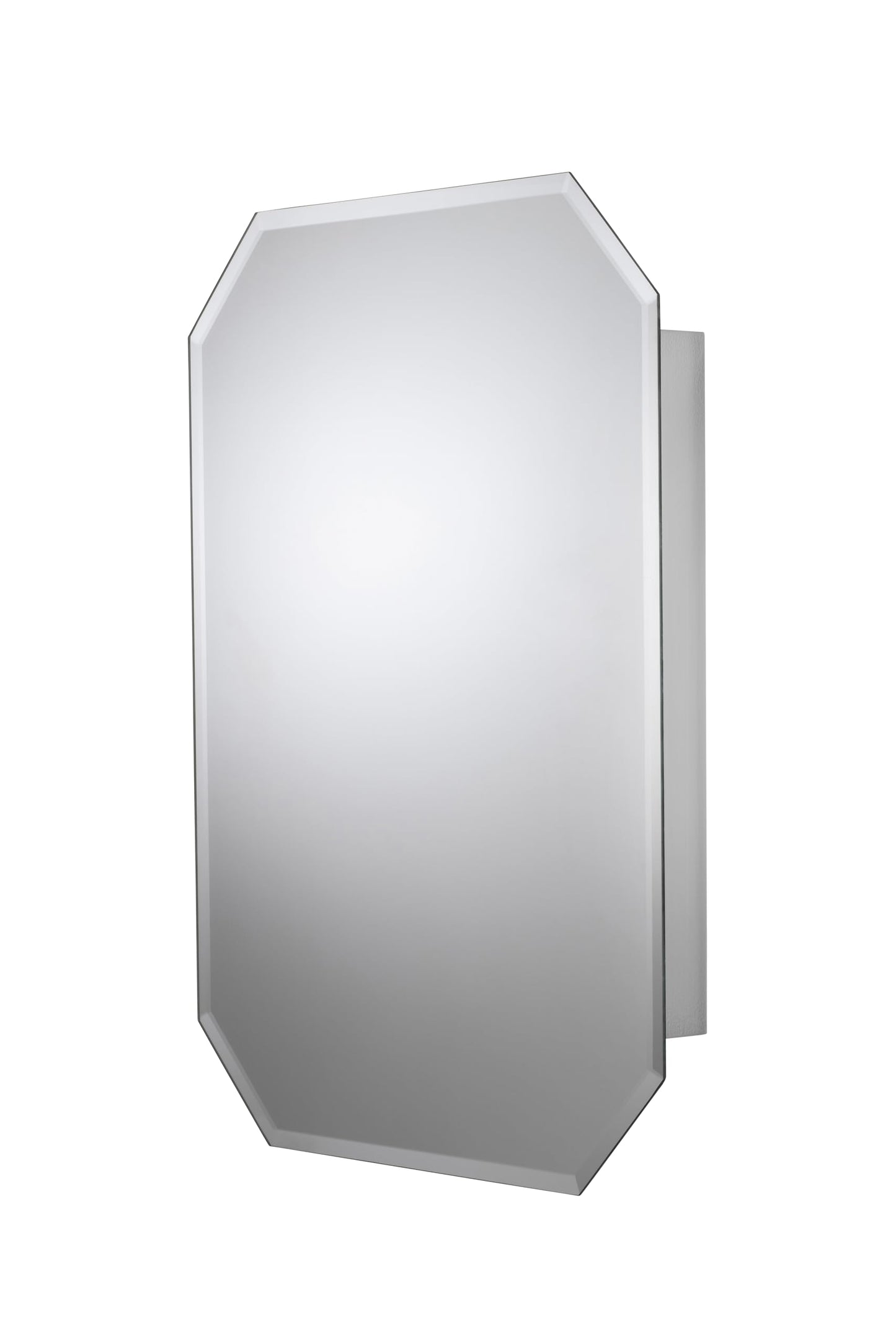 Croydex Lozenge Bevelled Edge Mirror Single Door Cabinet, Silver