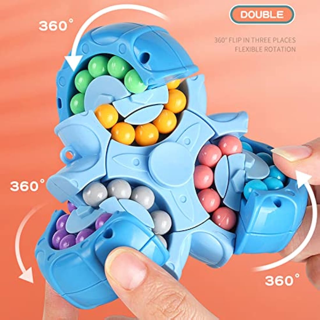 Jiuhao Magic Bean Rotating Cube Toy,Fidget Toy Spinner Ball Sorting Game Puzzle Brain Training Handheld Spinning Decompression Toy,Jigsaw Bean Toy Gifts for Kids,Teens,Adults Rotating Finger Cube Toy
