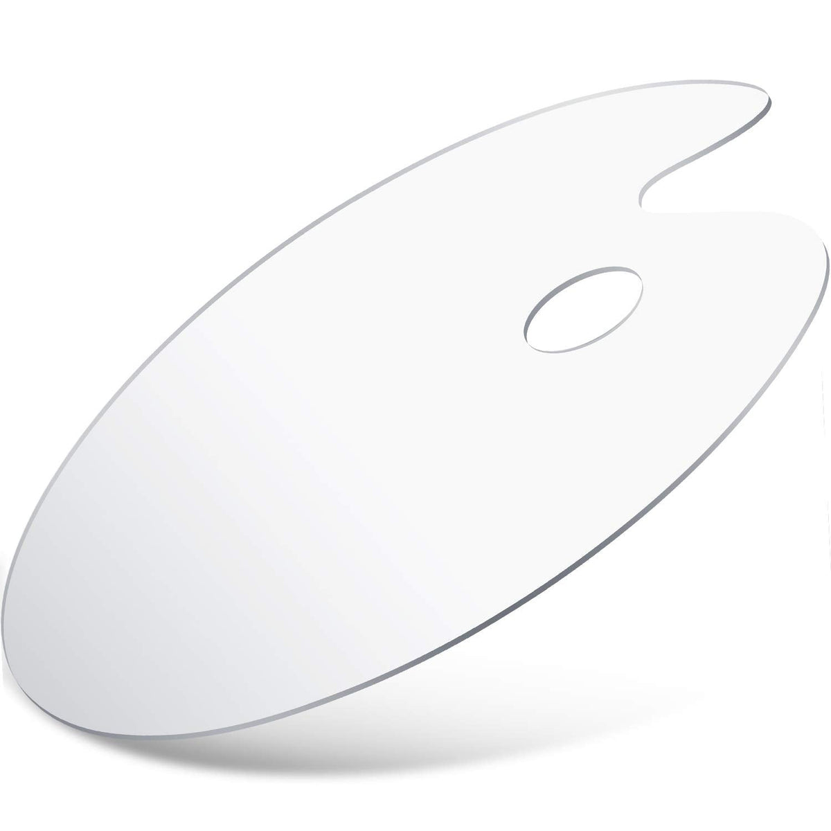 WILLBOND Extra Thicken Acrylic Paint Palette with Thumb Hole, Clear Oval-shaped Non-stick Palette Artist Oil Paint Mixing Tray Draw Art Craft Supplies