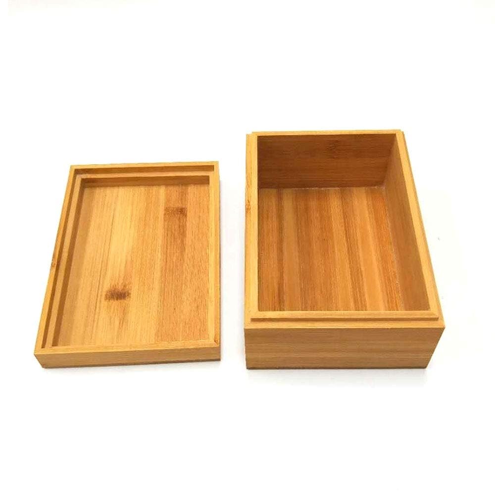 Zhou Bamboo Storage Box with Cover - Natural, Unpainted, Wooden Gift Box - 6.3x4.72x2.76 Inch