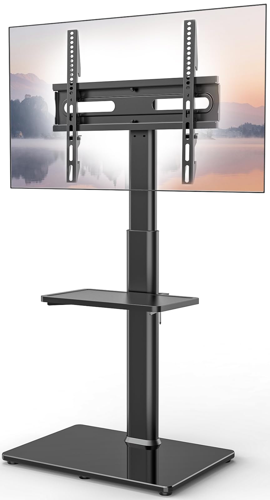 Universal Floor TV Stand with Mount 70 Degree Swivel 9 Level Height Adjustable and Space Saving Design for Most 27 to 65 inch LCD, LED OLED TVs One
